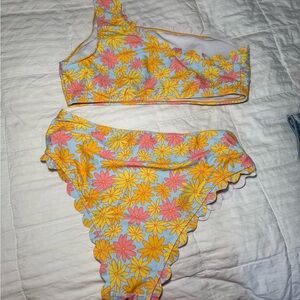 SHEIN Floral Bikini - Yellow and Pink